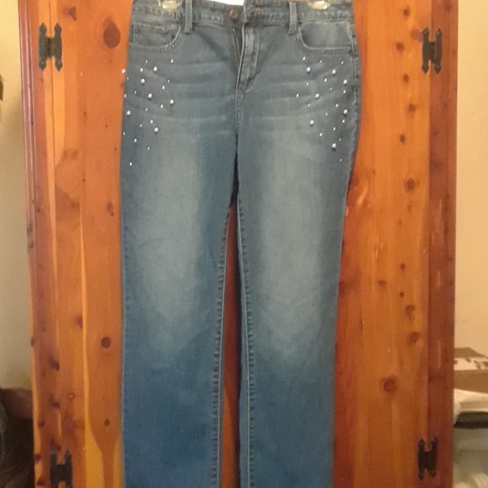 St. John's Bay Womens Beading Pearl Denim Jeans